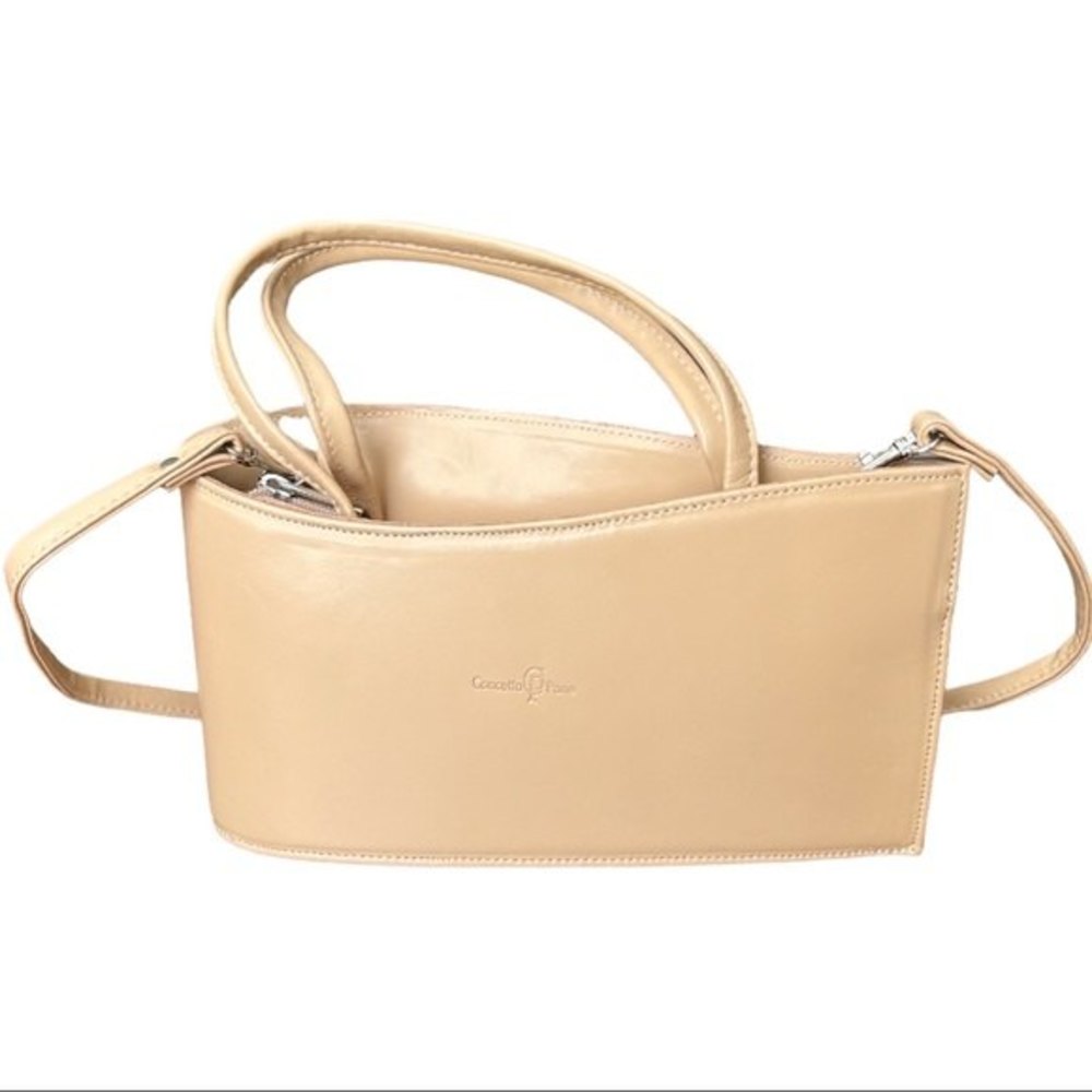 Vintage Italian Leather Asymmetrical Structured Purse Concetta Pane